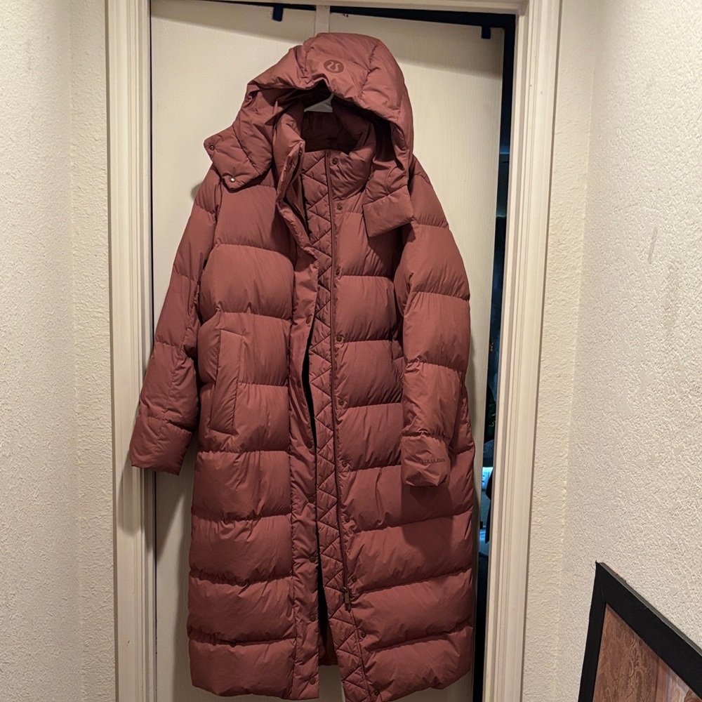 Lululemon Roasted Brown Down Long Puffer Coat 12